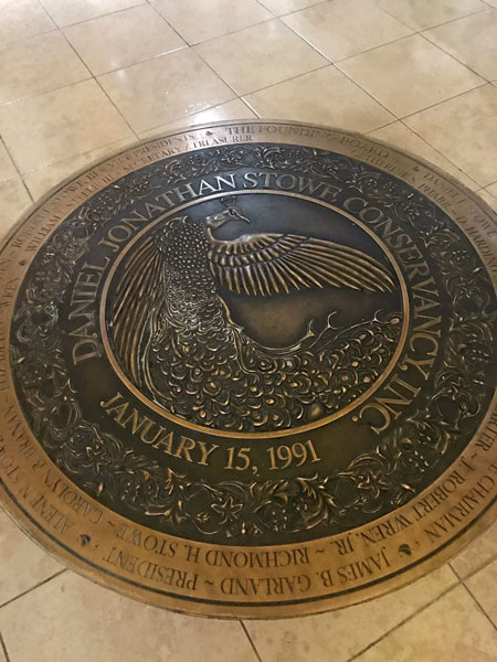 a floor plaque at Daniel Stowe Botanical Garden